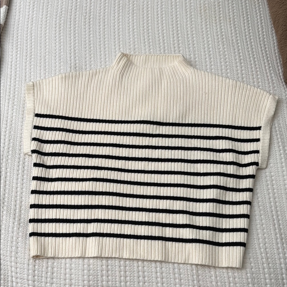 Blu Pepper Cream and Black Cowl Neck Sweater